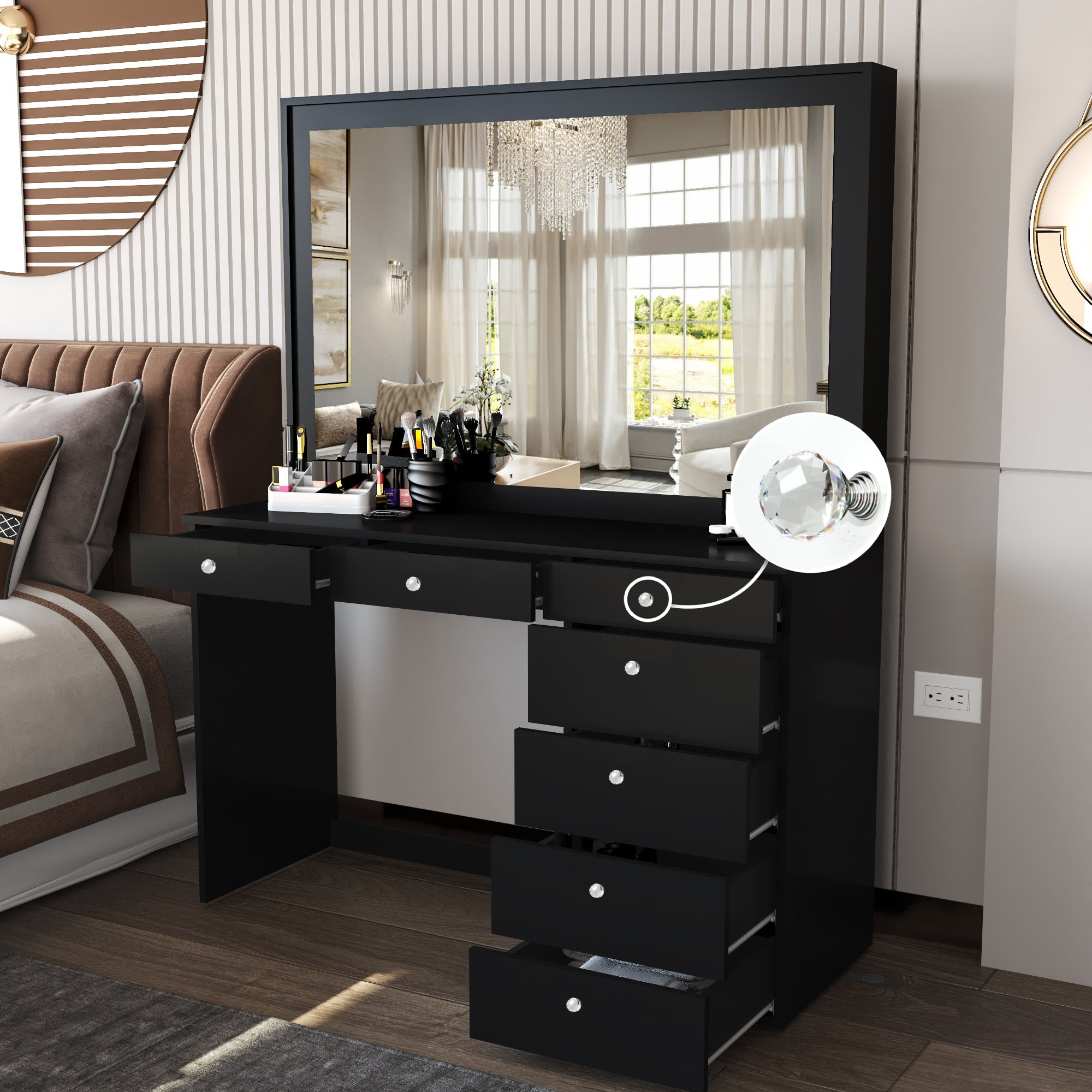 Boahaus Joan Makeup Vanity Desk with Mirror & Ample Storage | Premium Design