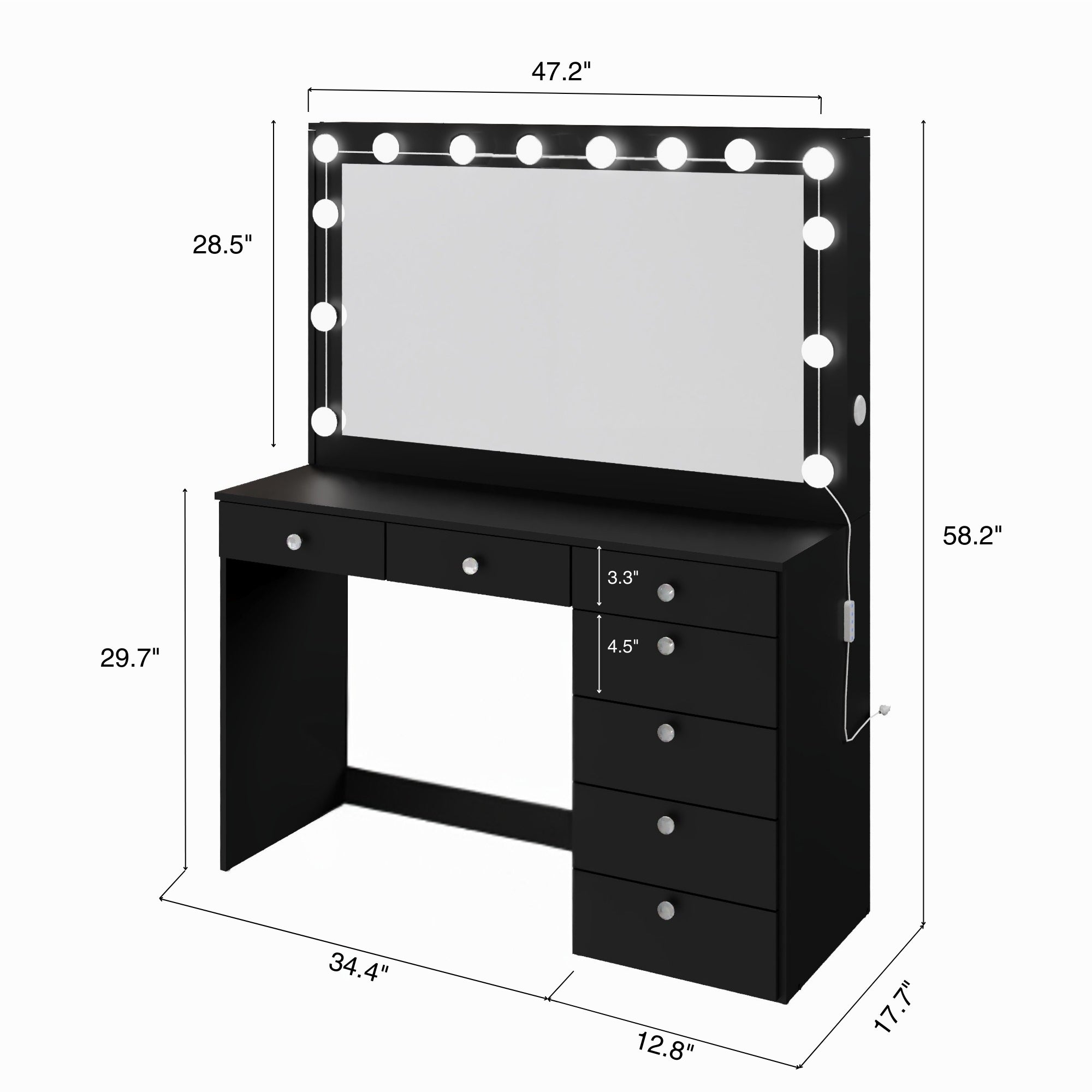 Boahaus Joan Makeup Vanity Desk with Mirror & Ample Storage | Premium Design