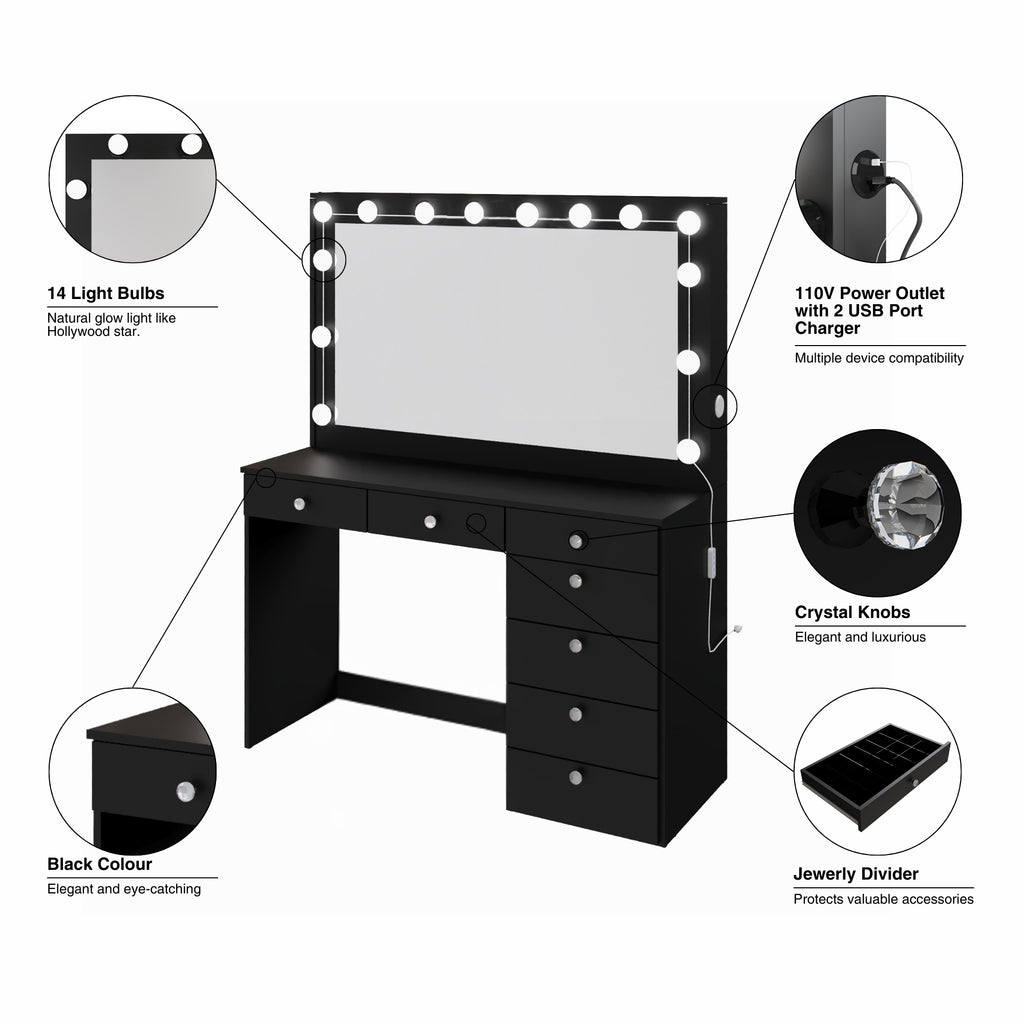 Boahaus Joan Makeup Vanity Desk with Mirror & Ample Storage | Premium Design