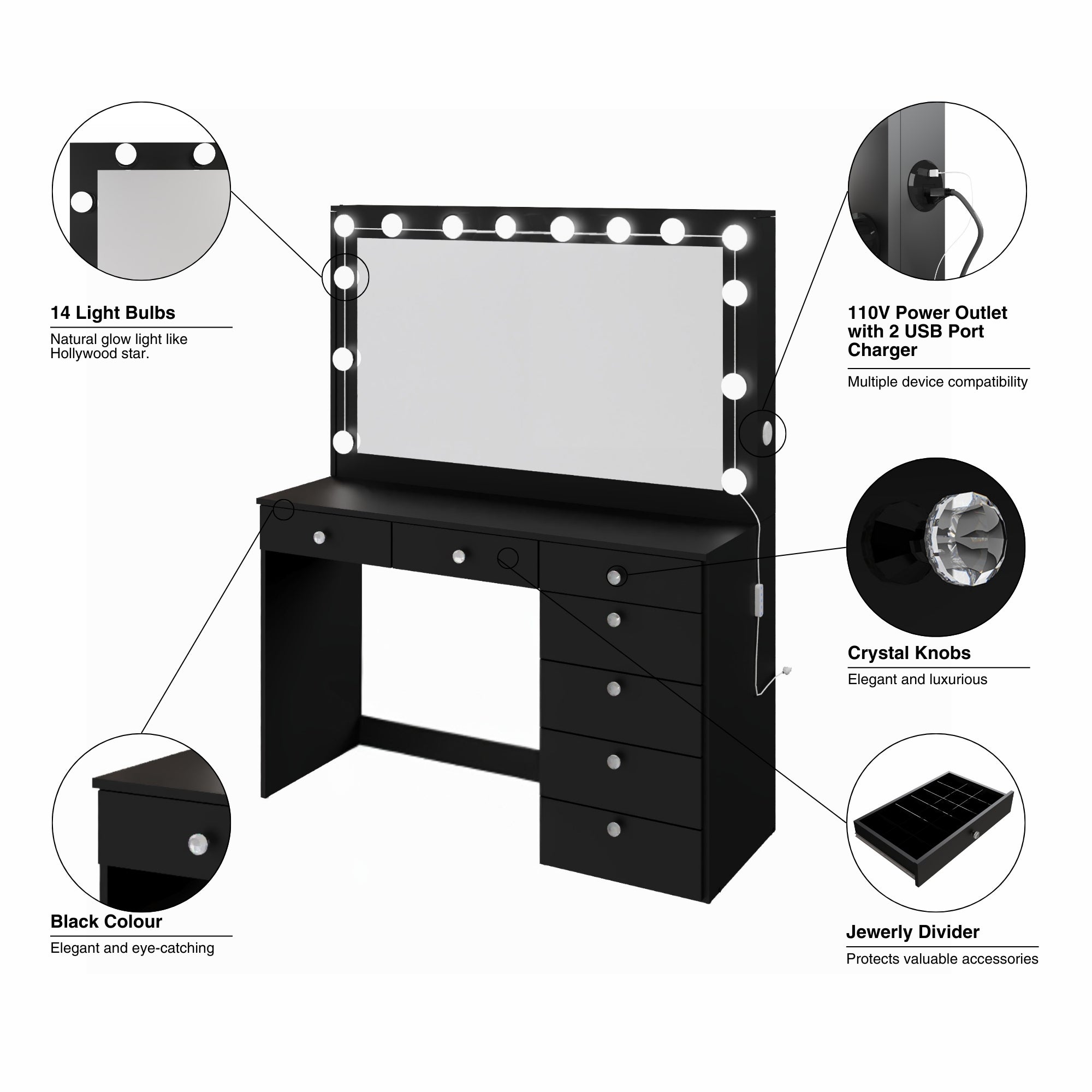Boahaus Joan Makeup Vanity Desk with Mirror & Ample Storage | Premium Design