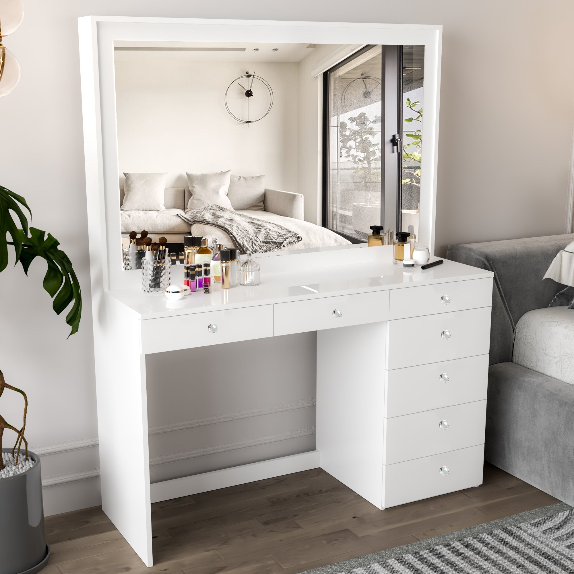 Boahaus Joan Makeup Vanity Desk with Mirror & Ample Storage | Premium Design