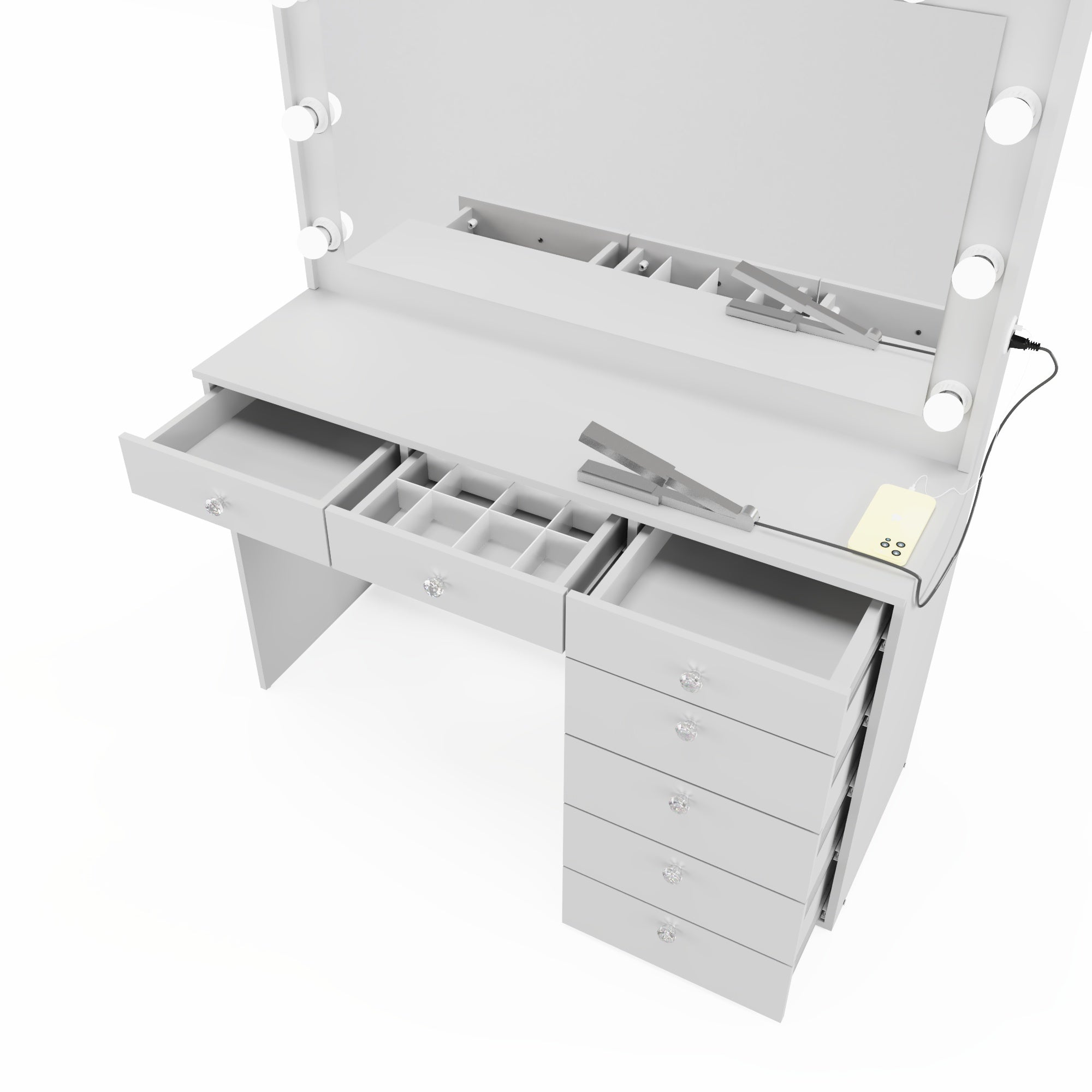 Boahaus Diana Makeup Vanity Desk with Built-in Lights, Storage & USB Ports | Premium Design