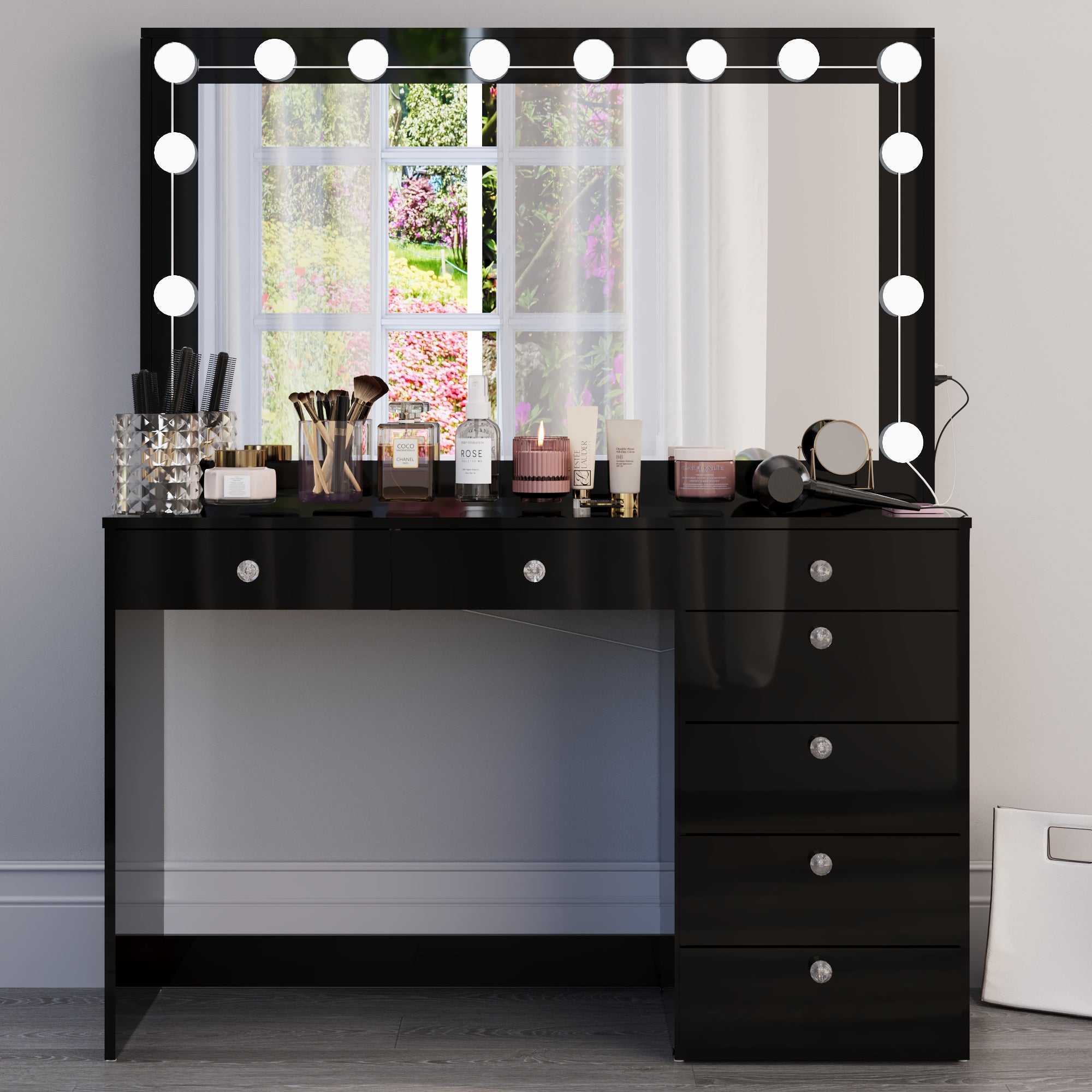 Boahaus Selene Lighted Vanity Table with Customizable LED Strip | Premium Design