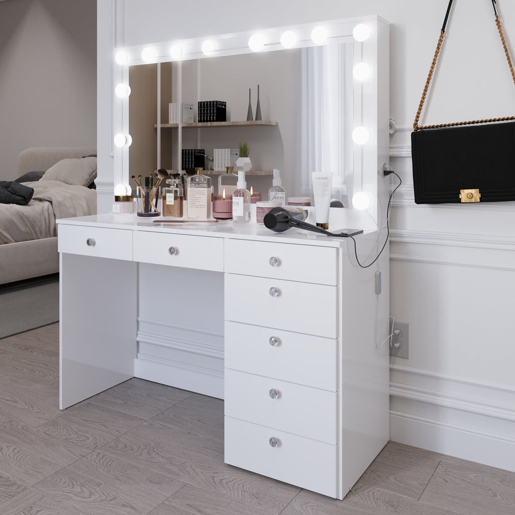 Boahaus Joan Makeup Vanity Desk with Mirror & Ample Storage | Premium Design