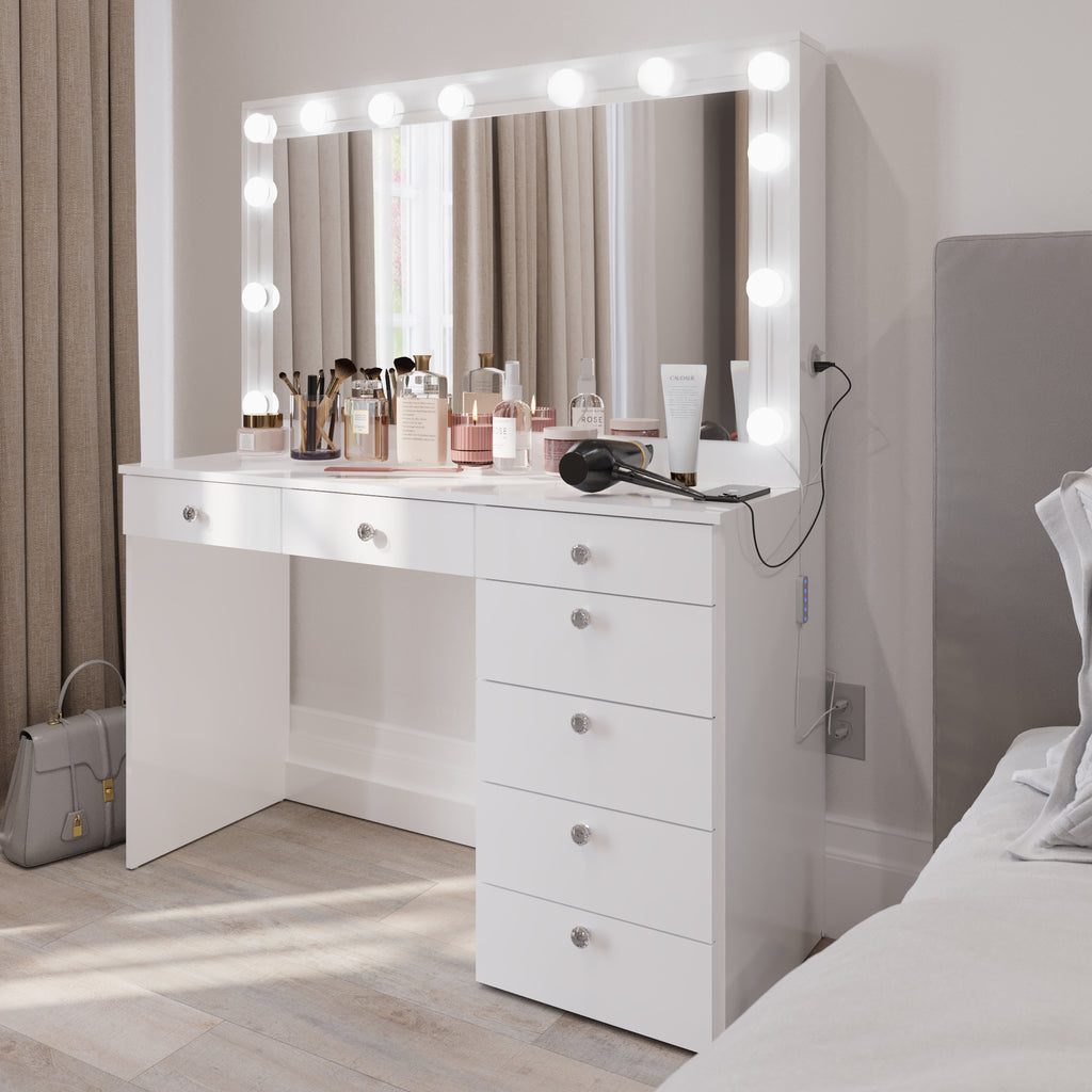 Boahaus Joan Makeup Vanity Desk with Mirror & Ample Storage | Premium Design
