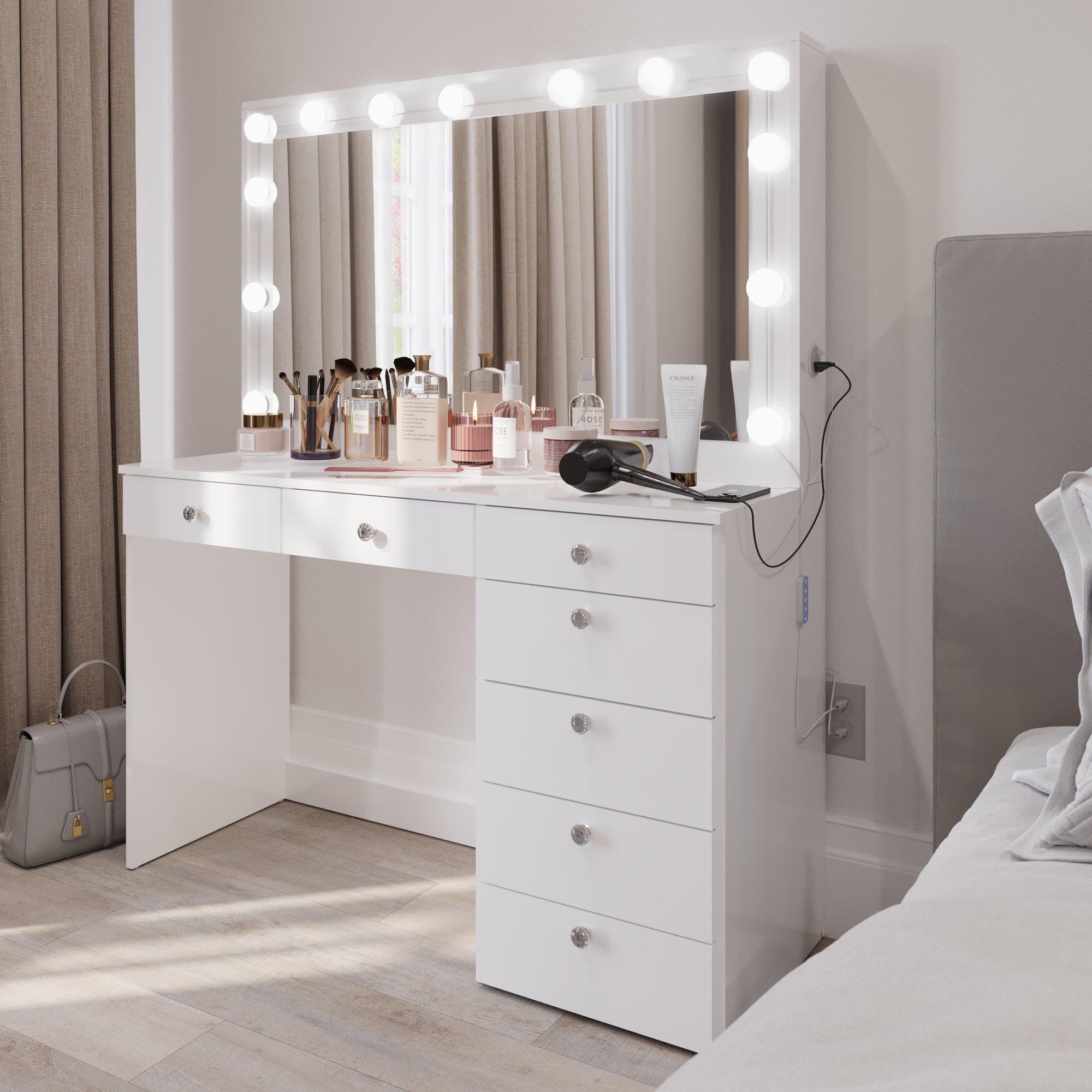 Boahaus Joan Makeup Vanity Desk with Mirror & Ample Storage | Premium Design