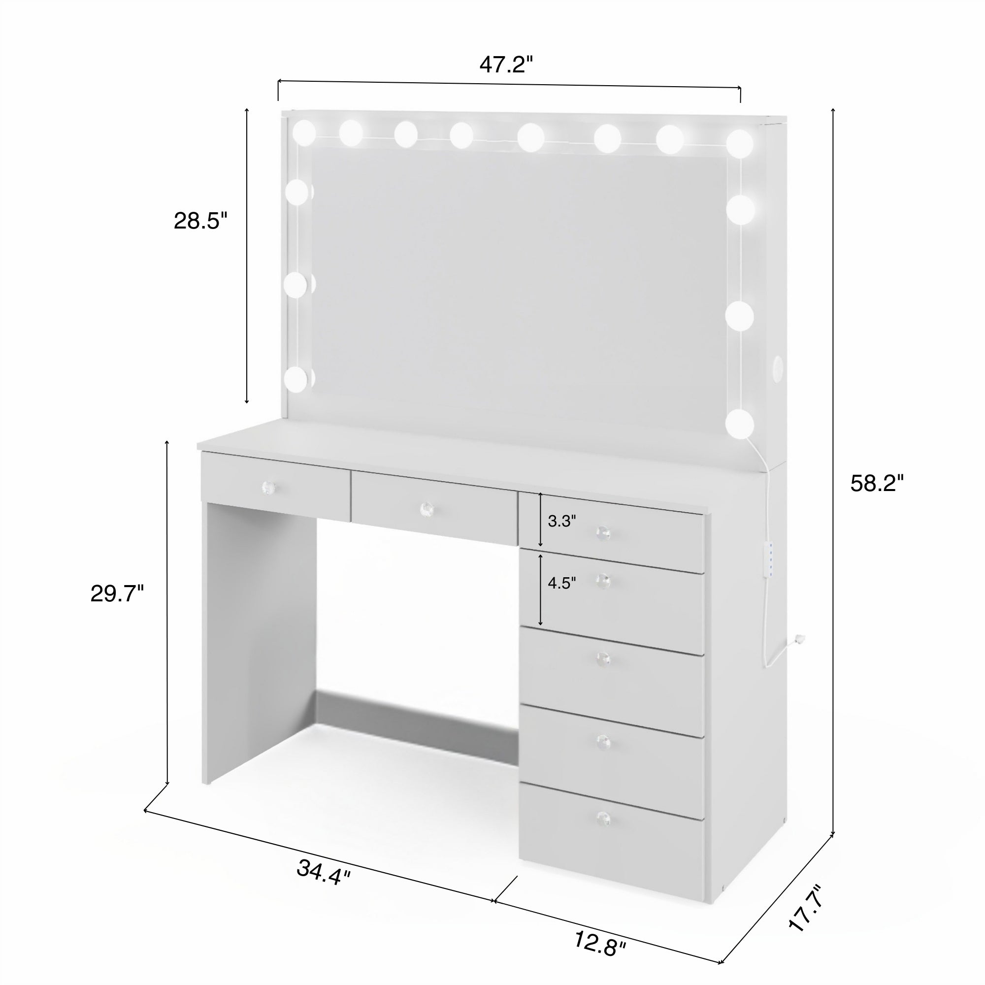 Boahaus Joan Makeup Vanity Desk with Mirror & Ample Storage | Premium Design