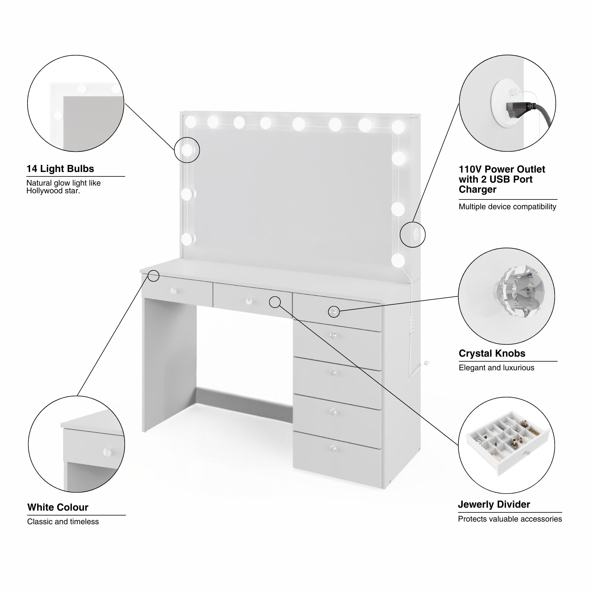 Boahaus Joan Makeup Vanity Desk with Mirror & Ample Storage | Premium Design