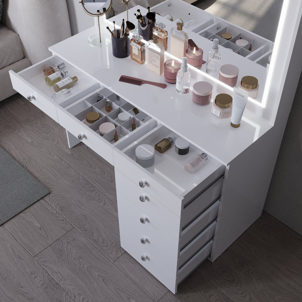 Boahaus Selene Lighted Vanity Table with Customizable LED Strip | Premium Design