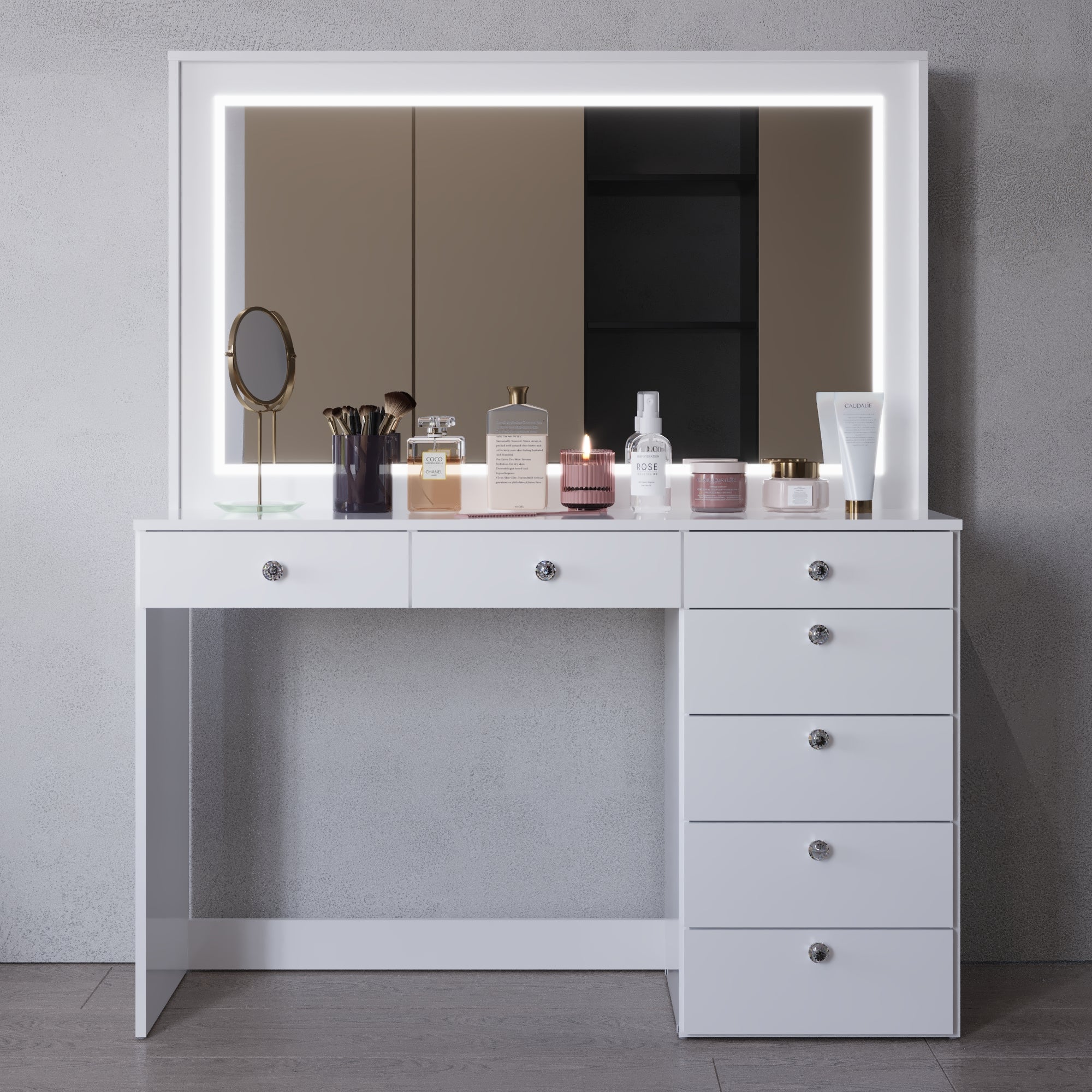 Boahaus Selene Lighted Vanity Table with Customizable LED Strip | Premium Design