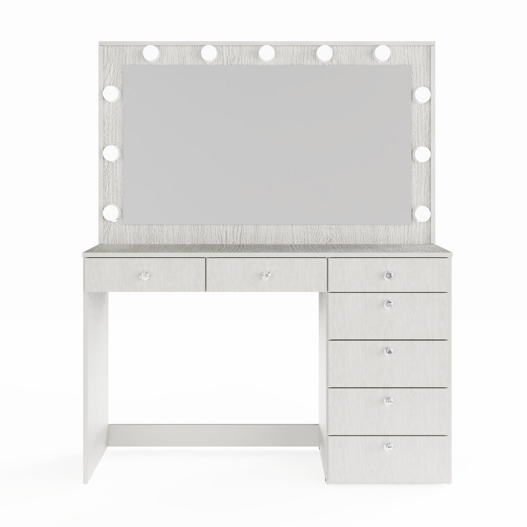 Boahaus Diana Makeup Vanity Desk with Built-in Lights, Storage & USB Ports | Premium Design