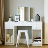 Boahaus Christina Vanity Table with Mirror and Open Shelves | White Premium Design