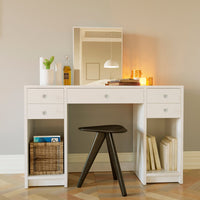 Boahaus Christina Vanity Table with Mirror and Open Shelves | White Premium Design