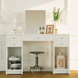 Boahaus Christina Vanity Table with Mirror and Open Shelves | White Premium Design