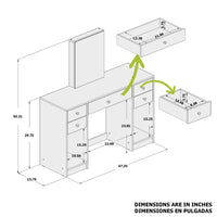 Boahaus Thalia Lighted Vanity Table with Open Shelves | White Premium Design