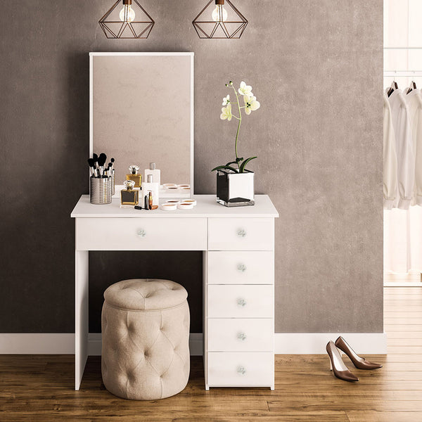 Boahaus Sofia Vanity Table with Mirror and 6 Drawers | White Premium Design