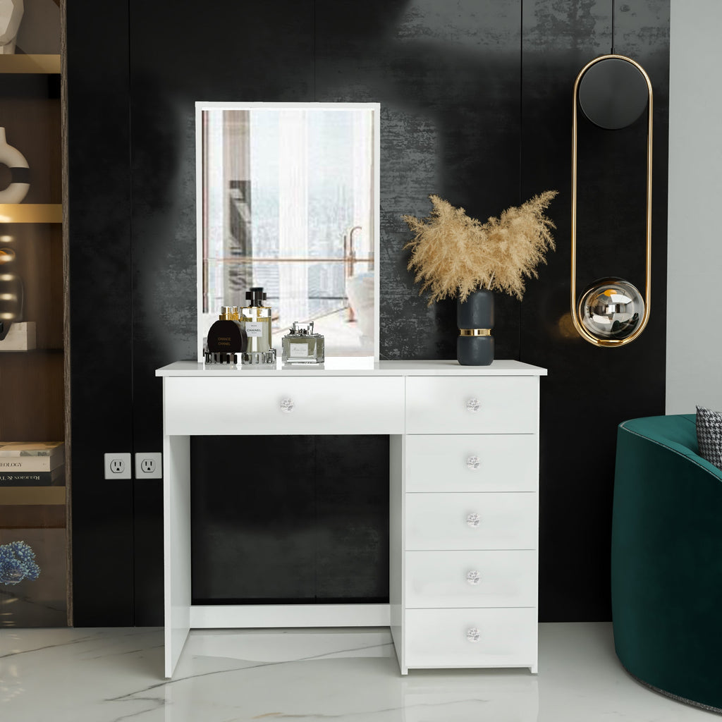 Boahaus Sofia Vanity Table with Mirror and 6 Drawers | White Premium Design