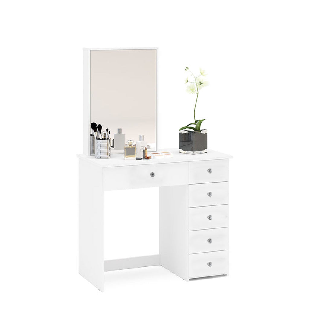 Boahaus Sofia Vanity Table with Mirror and 6 Drawers | White Premium Design