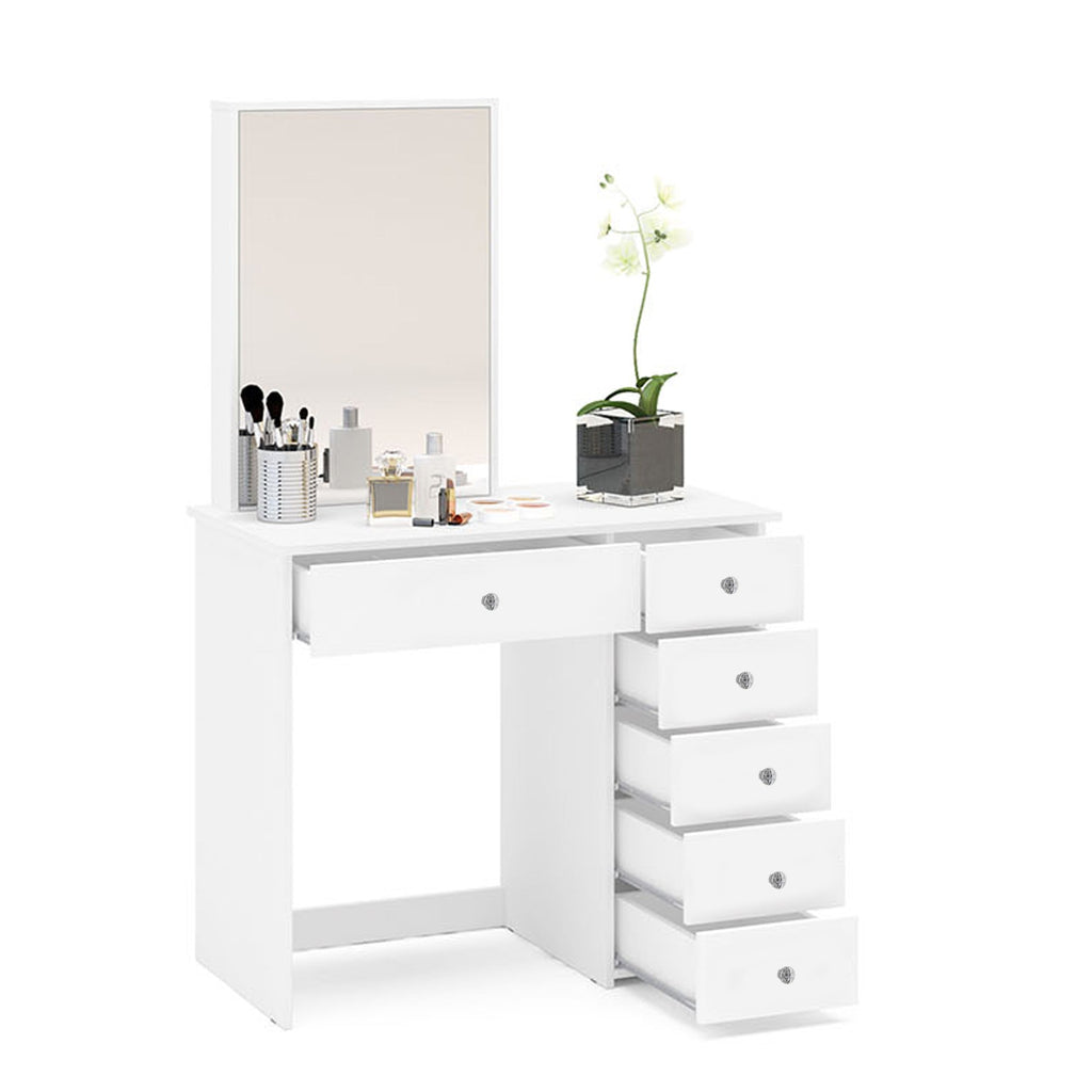 Boahaus Sofia Vanity Table with Mirror and 6 Drawers | White Premium Design