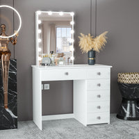 Boahaus Phoebe Lighted Vanity Table with Drawers | White Premium Design