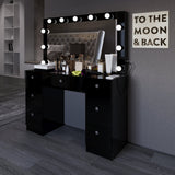 Boahaus Freya Makeup Vanity Desk with Lights, Crystal Knobs & Ample Storage