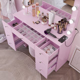 Boahaus Freya Makeup Vanity Desk with Lights, Crystal Knobs & Ample Storage