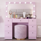 Boahaus Freya Makeup Vanity Desk with Lights, Crystal Knobs & Ample Storage