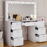 Boahaus Freya Makeup Vanity Desk with Lights, Crystal Knobs & Ample Storage