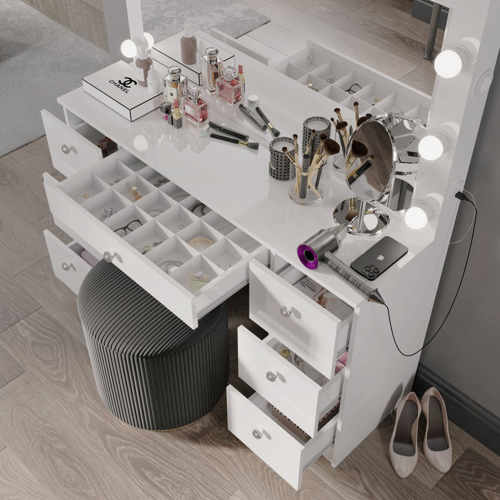 Tess Makeup Vanity with Built-In Lights, USB Ports, and Sleek Design | Premium Boahaus Vanity