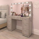 Boahaus Freya Makeup Vanity Desk with Lights, Crystal Knobs & Ample Storage