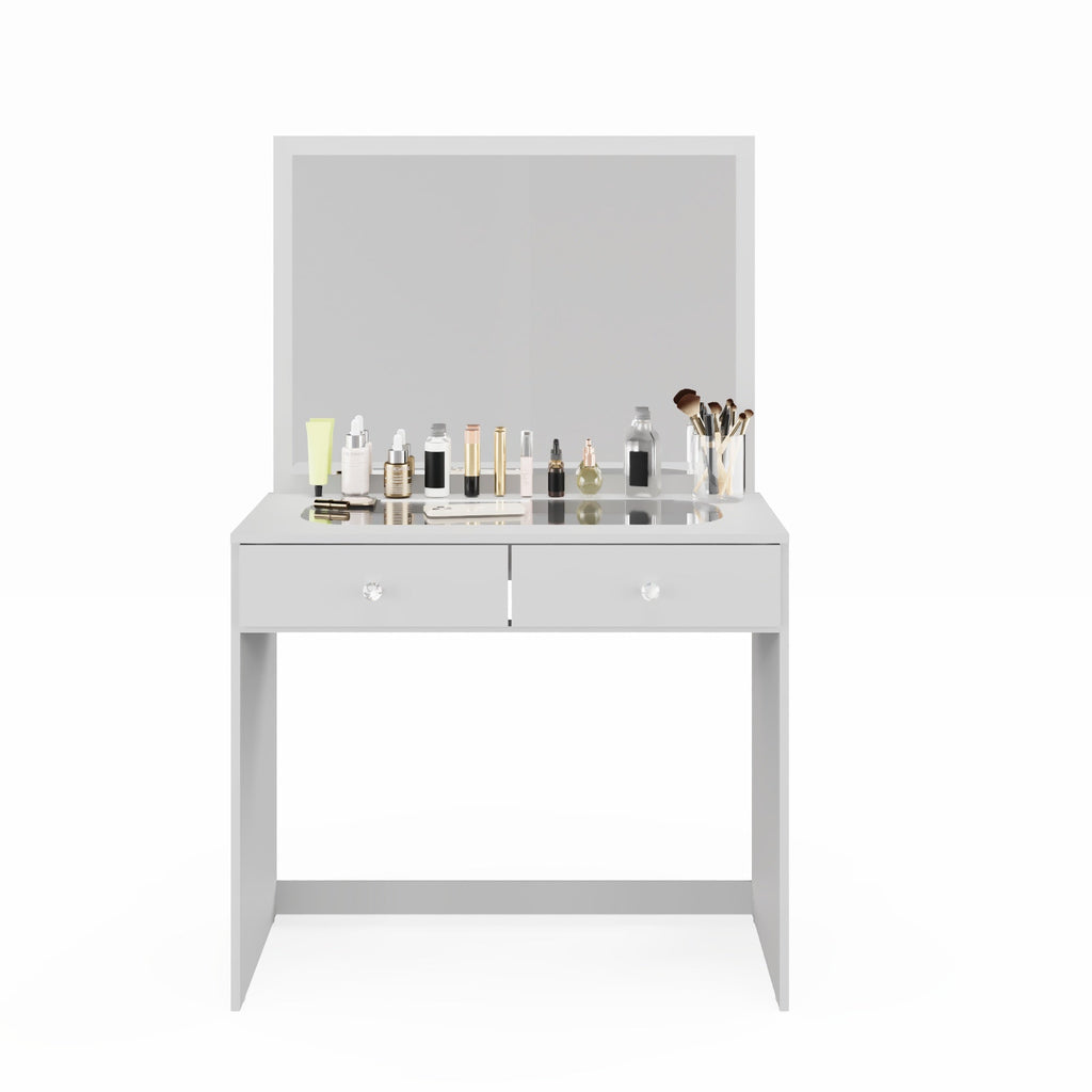 Boahaus Doris Makeup Vanity Table with Glass Top and Two Drawers | Elegance Redefined