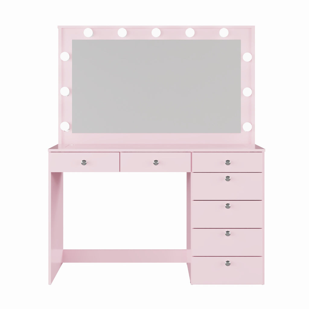 Boahaus Serena Makeup Vanity Table with Built-In Lights & Glass Top | Elegance Redefined