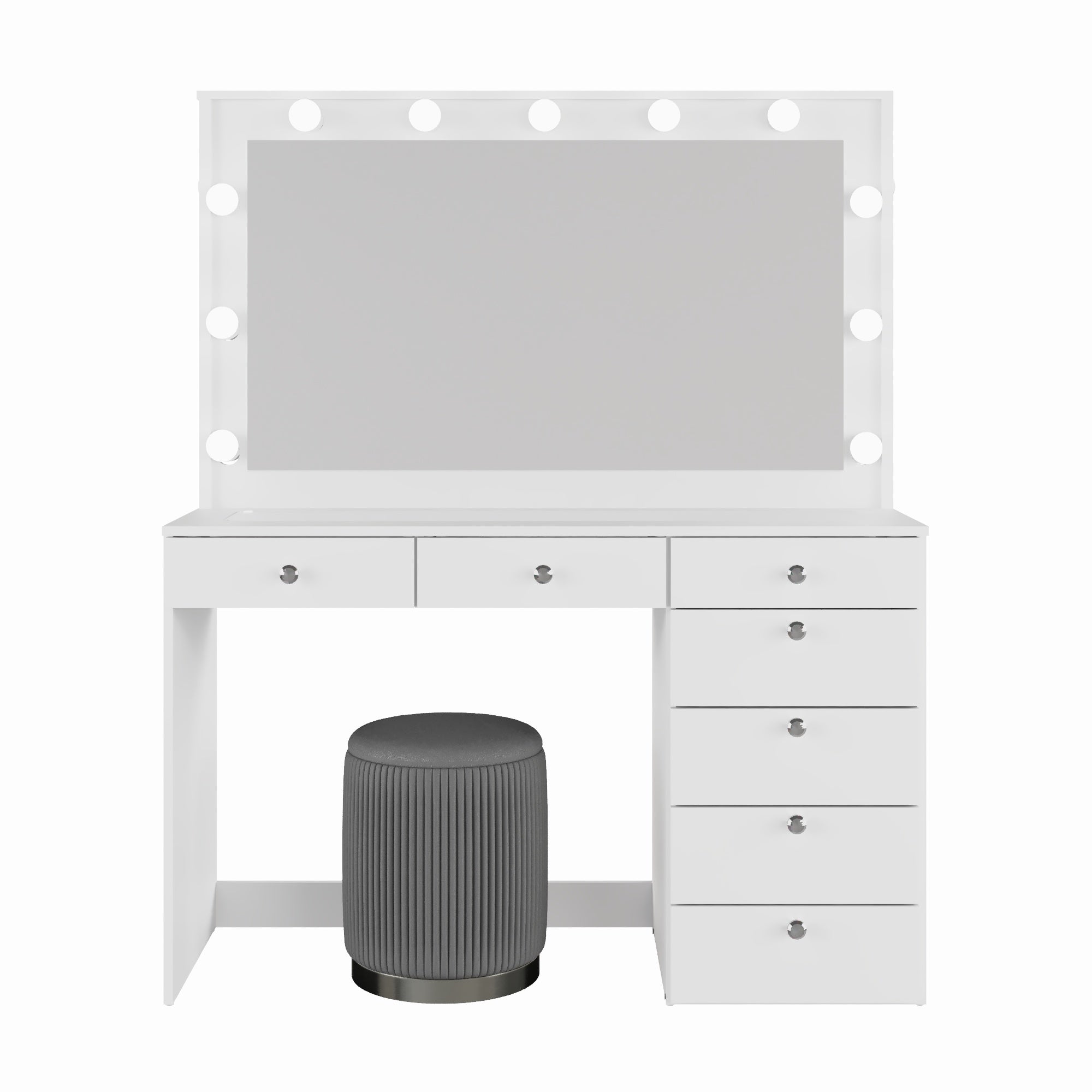 Vera Makeup Vanity with Glass Top, Bluetooth Speakers, and Ample Storage | Premium Boahaus Vanity