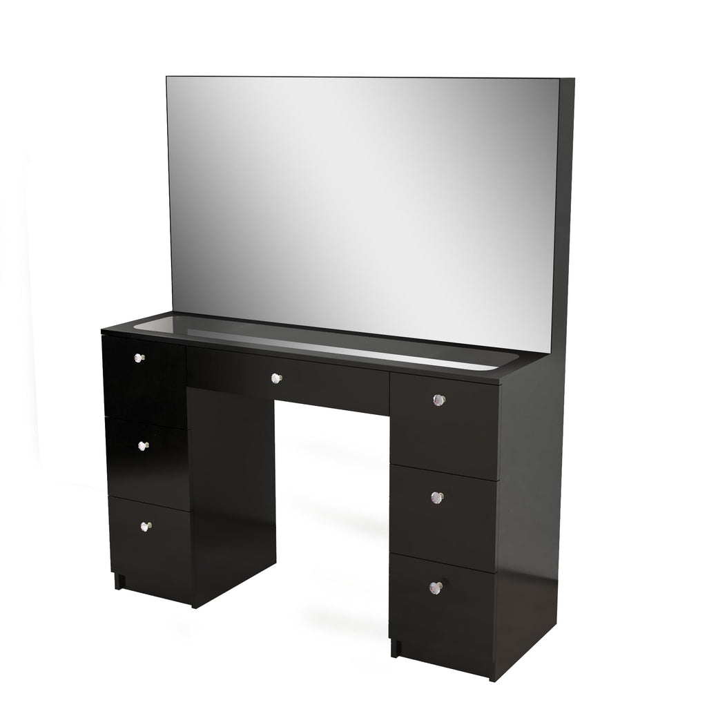 Boahaus Venus Makeup Vanity Table with Glass Top & Power Outlet | Elegance Redefined