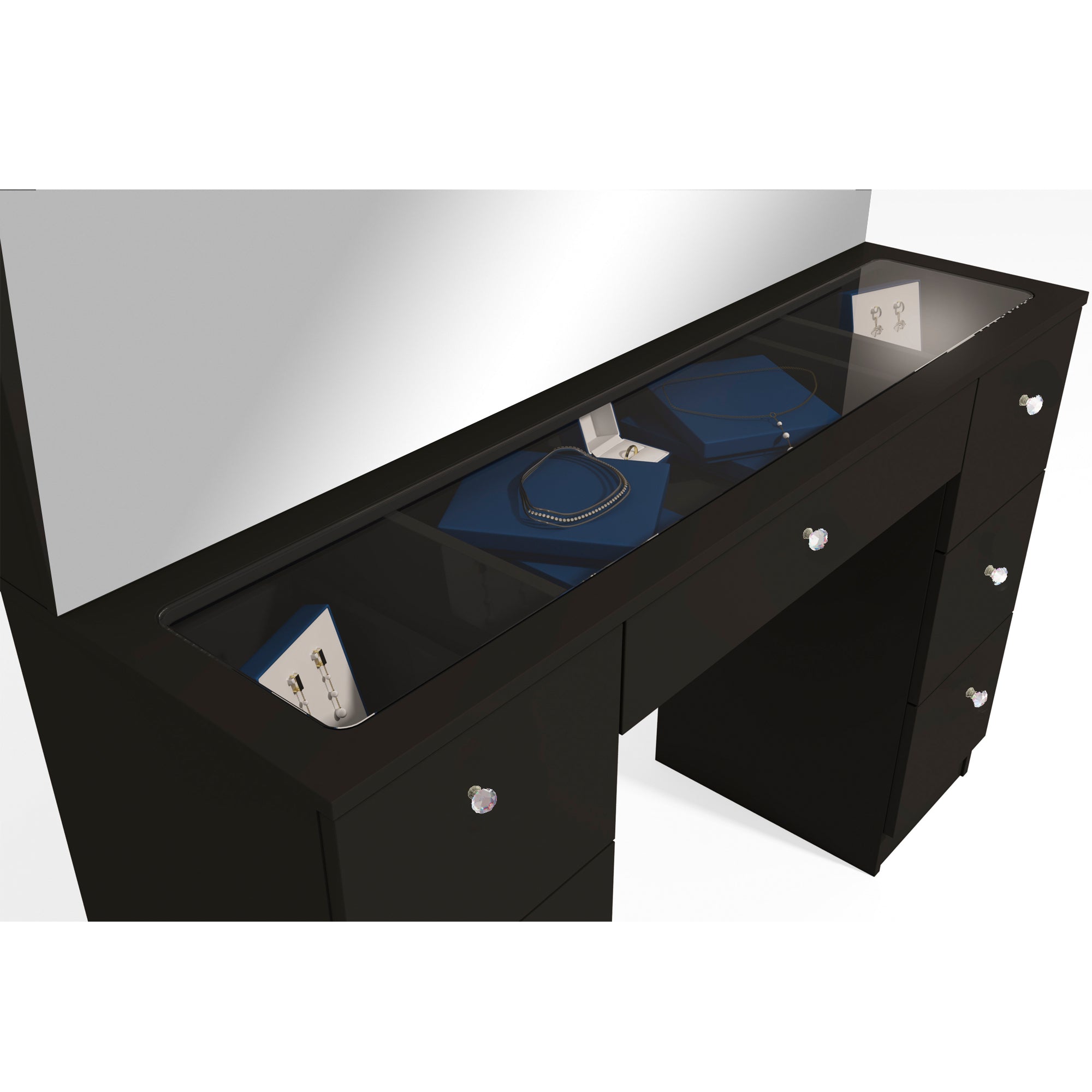 Boahaus Venus Makeup Vanity Table with Glass Top & Power Outlet | Elegance Redefined