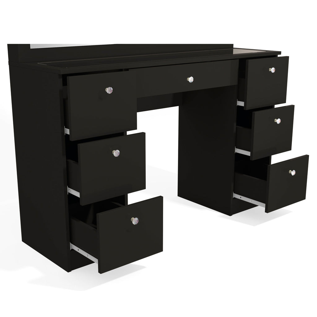 Boahaus Venus Makeup Vanity Table with Glass Top & Power Outlet | Elegance Redefined