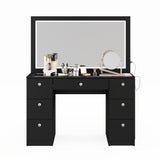 Boahaus Seraphine Makeup Vanity Table with LED Light Strip & Glass Top | Elegance Redefined