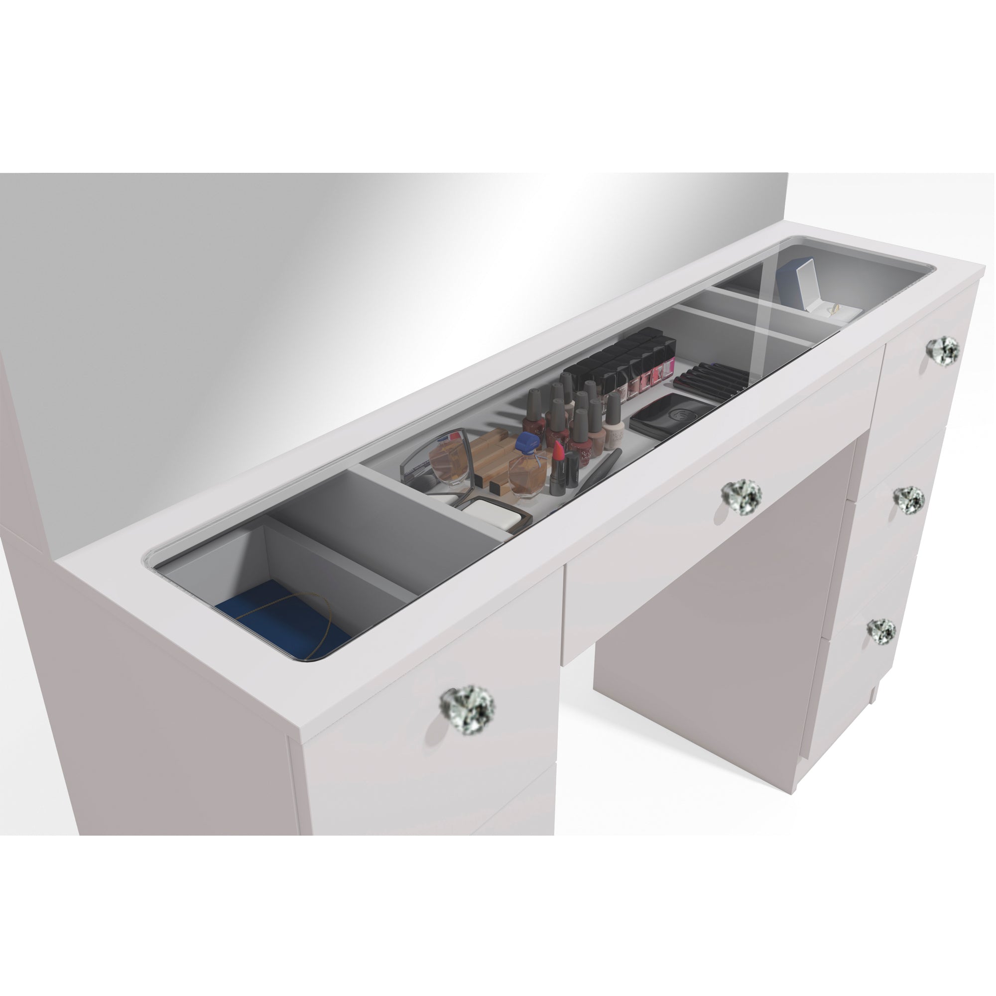 Boahaus Venus Makeup Vanity Table with Glass Top & Power Outlet | Elegance Redefined
