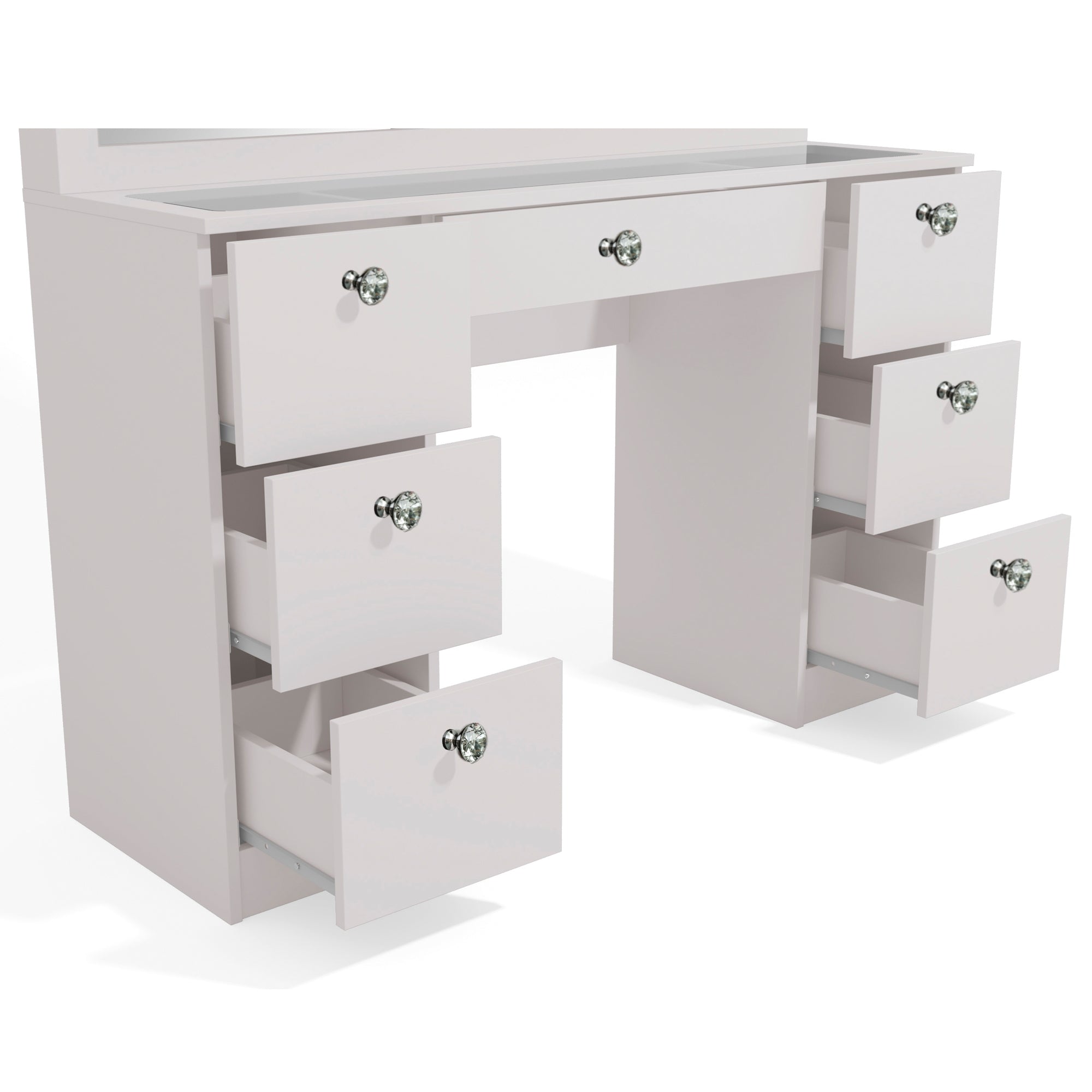 Boahaus Venus Makeup Vanity Table with Glass Top & Power Outlet | Elegance Redefined