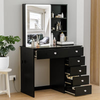 Flora Vanity Desk with LED Lights & Ample Storage