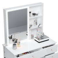 Flora Vanity Desk with LED Lights & Ample Storage