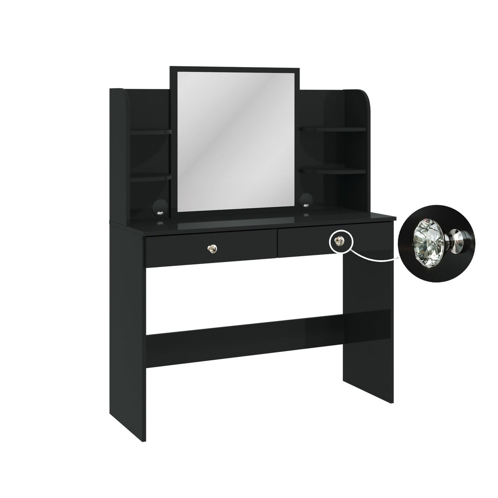 Boahaus Cixi Lighted Vanity Desk with Customizable Knobs | Black Elegance Redefined