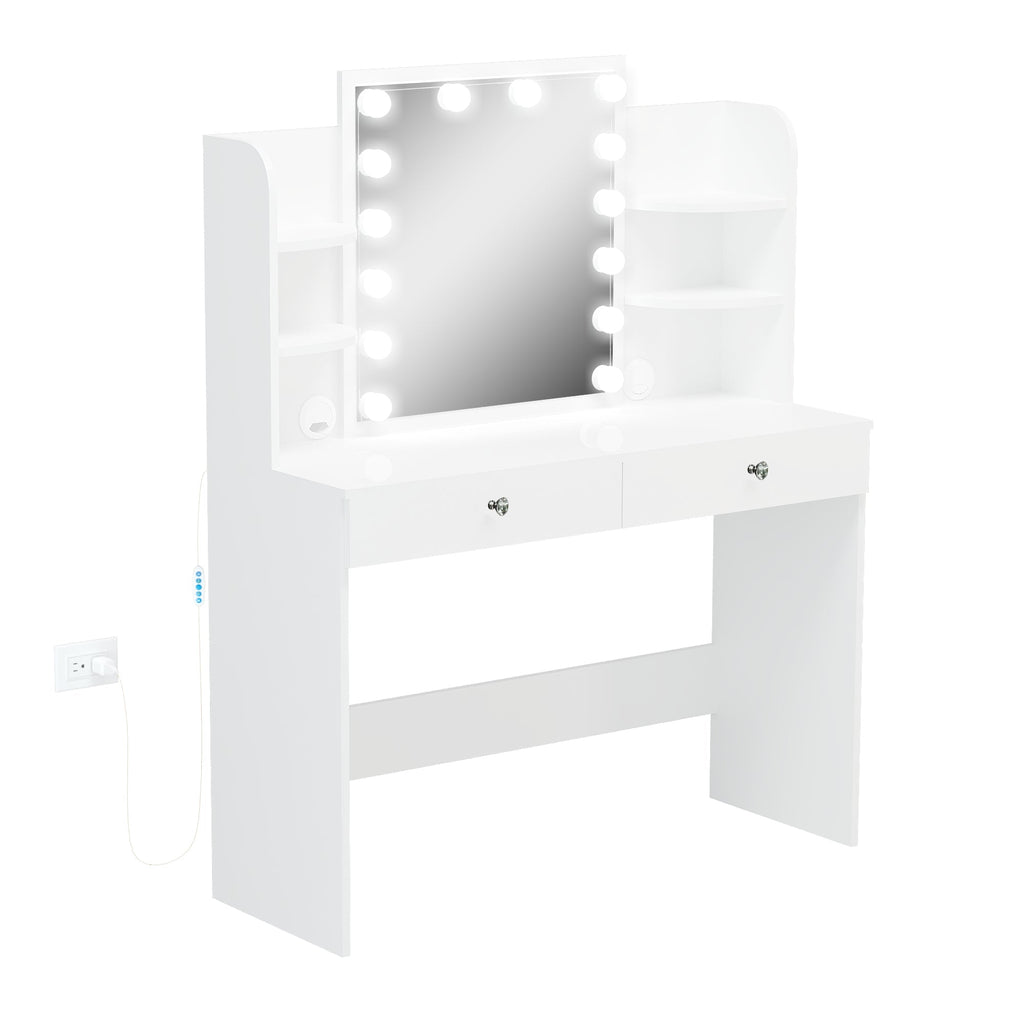 Boahaus Sophie Lighted Vanity Desk with Customizable Knobs | Black Elegance Redefined
