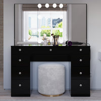 Anne Trifold Makeup Vanity with Lights, Cabinets, and Modern Design | Premium Boahaus Vanity