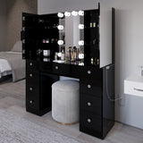 Anne Trifold Makeup Vanity with Lights, Cabinets, and Modern Design | Premium Boahaus Vanity