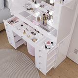 Anne Trifold Makeup Vanity with Lights, Cabinets, and Modern Design | Premium Boahaus Vanity