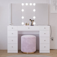 Anne Trifold Makeup Vanity with Lights, Cabinets, and Modern Design | Premium Boahaus Vanity