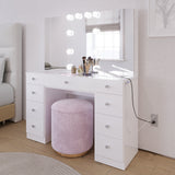 Anne Trifold Makeup Vanity with Lights, Cabinets, and Modern Design | Premium Boahaus Vanity