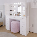 Anne Trifold Makeup Vanity with Lights, Cabinets, and Modern Design | Premium Boahaus Vanity