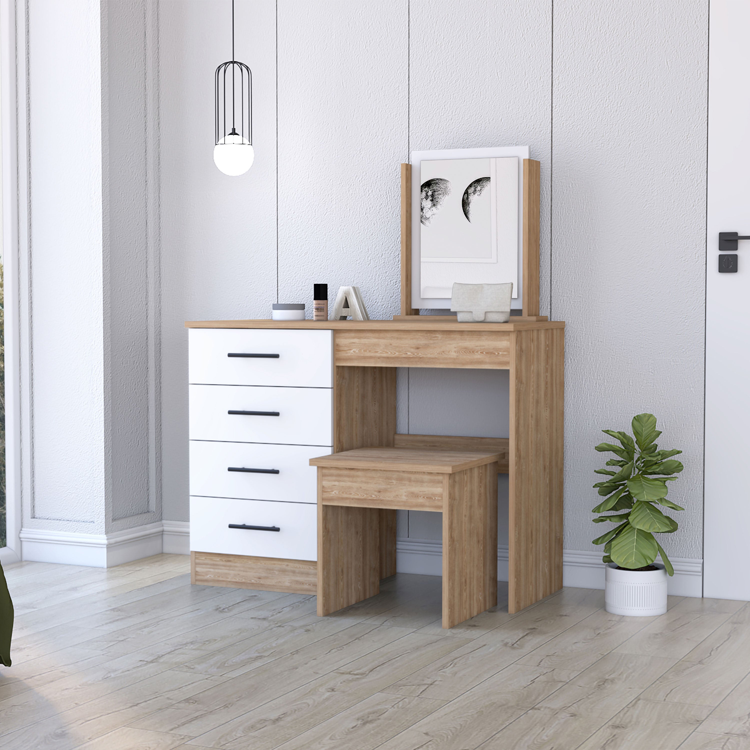 Boahaus Tyche Dressing Table with Storage Drawers, Mirror & Stool | Elegance Redefined